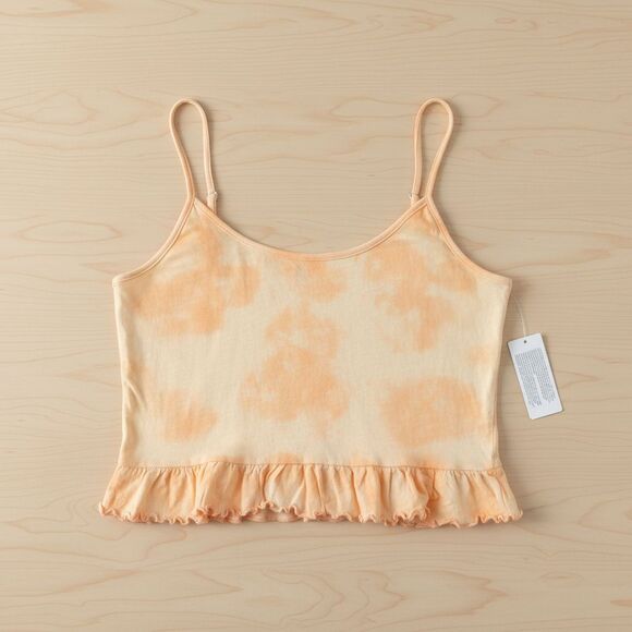 American Eagle Outfitters Tops - ❤️American Eagle Womens Small Peach Tie Dye Ruffle Hem Cropped Tank Top NWT❤️